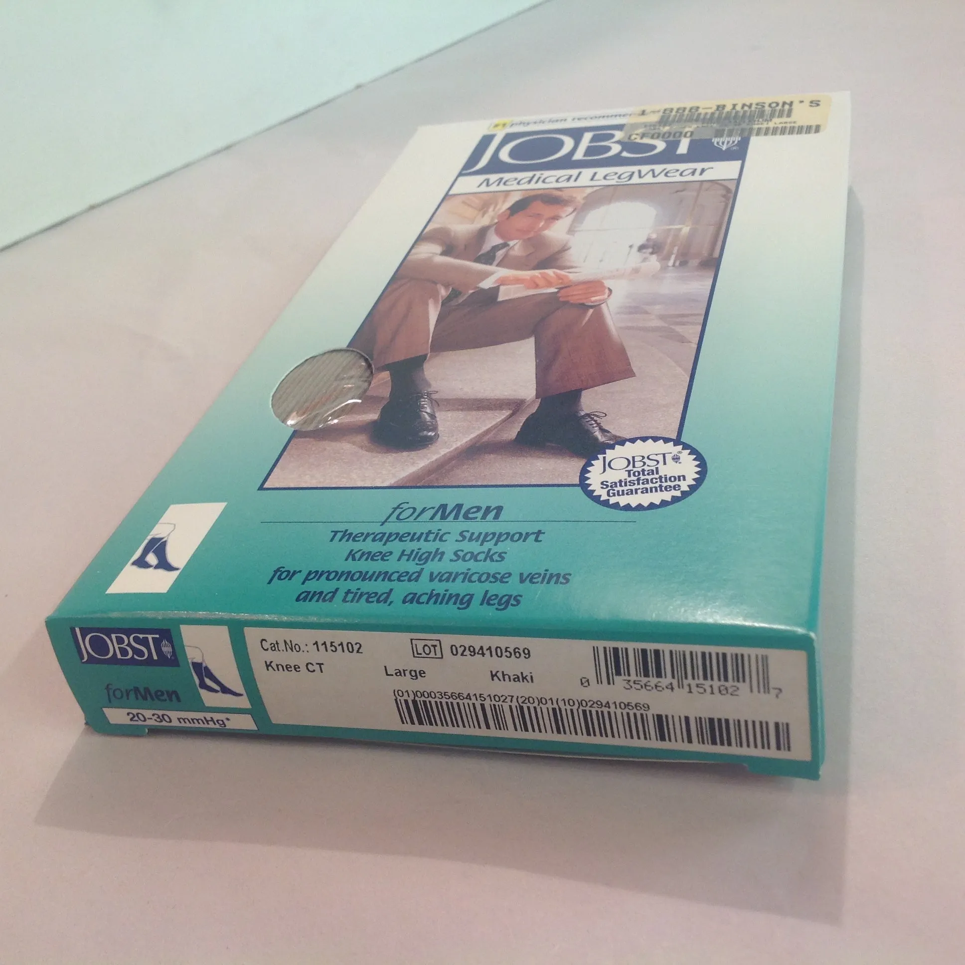 2007 NOS JOBST Men's Firm Compression 20-30 mmHg Large Khaki Knee CT Medical LegWear