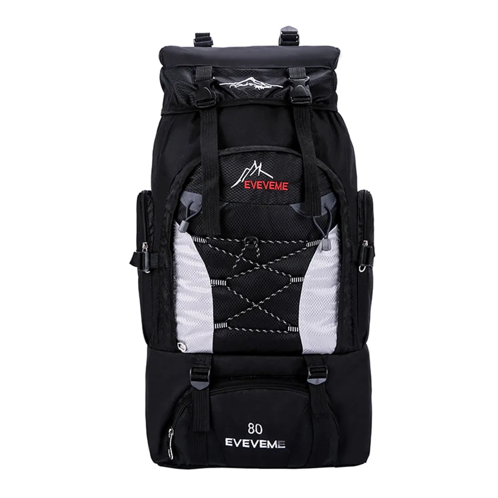 80L Outdoor Hiking Backpack Camping Rucksack Travel Trekking Day Pack Military Tactical Sport Shoulder Bag Large Capacity Blue