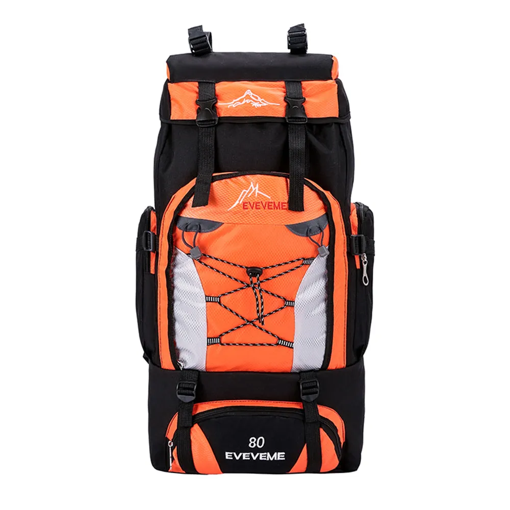 80L Outdoor Hiking Backpack Camping Rucksack Travel Trekking Day Pack Military Tactical Sport Shoulder Bag Large Capacity Blue