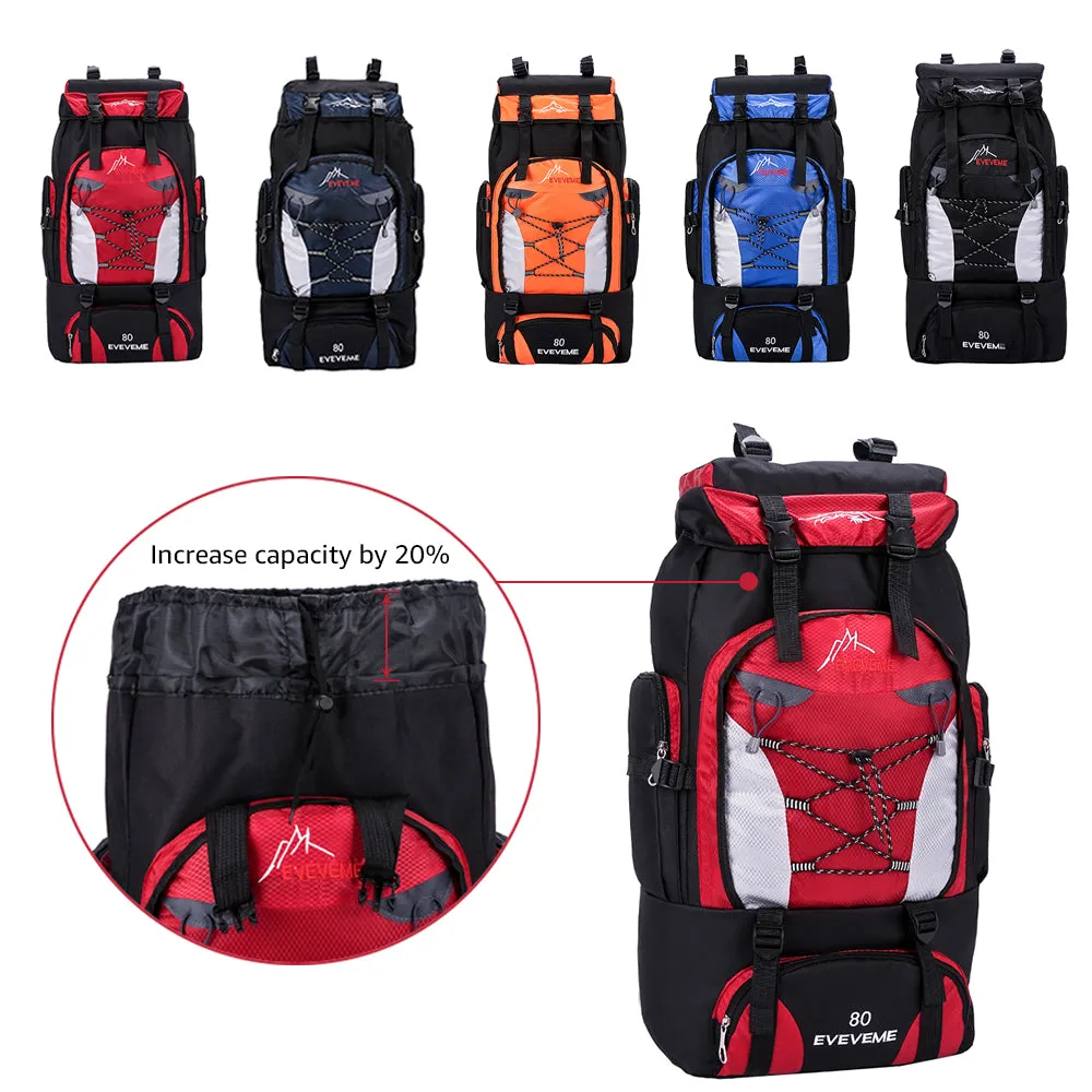 80L Outdoor Hiking Backpack Camping Rucksack Travel Trekking Day Pack Military Tactical Sport Shoulder Bag Large Capacity Blue
