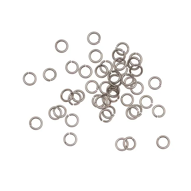 Antiqued Silver Plated Open Jump Rings 4.5mm 21 Gauge (50 Pieces)