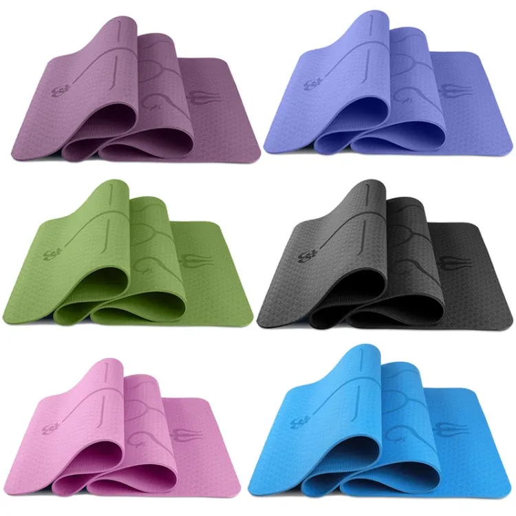 BSJ002 TPE Double Layer Two-Color Yoga Mat Fitness Mat with Body Line, Specification: 183 x 61 x 0.6cm(Pink)