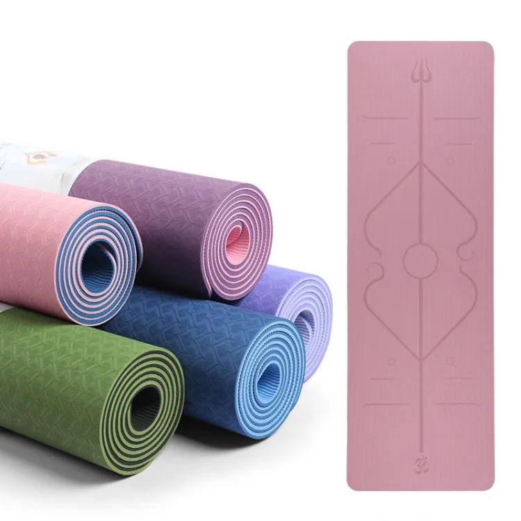 BSJ002 TPE Double Layer Two-Color Yoga Mat Fitness Mat with Body Line, Specification: 183 x 61 x 0.6cm(Pink)