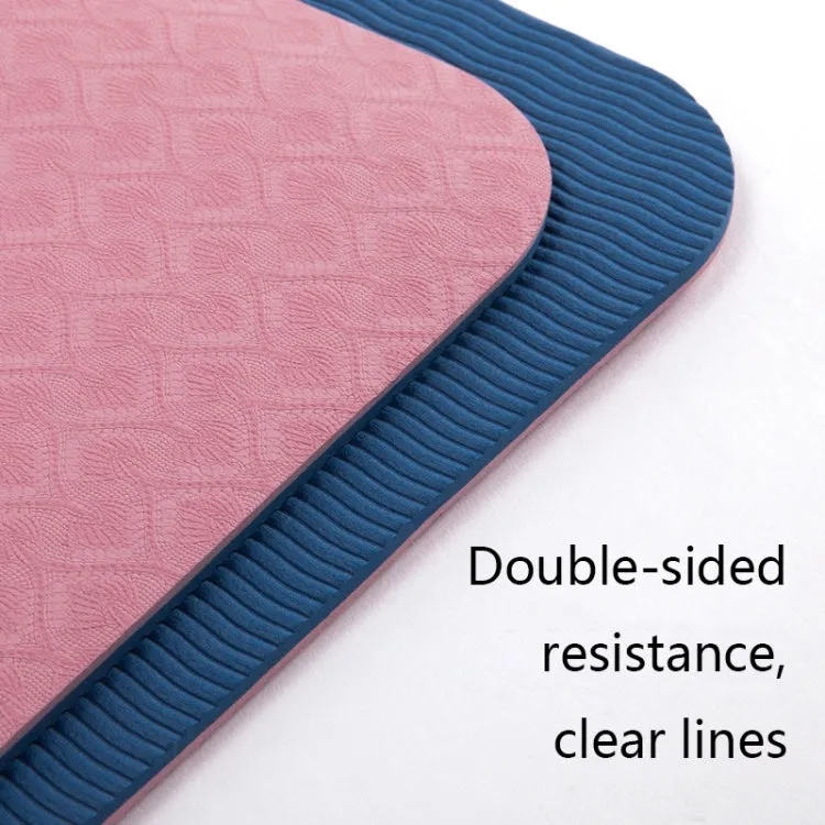 BSJ002 TPE Double Layer Two-Color Yoga Mat Fitness Mat with Body Line, Specification: 183 x 61 x 0.6cm(Pink)