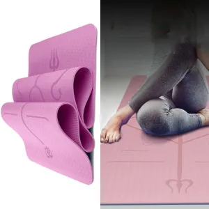 BSJ002 TPE Double Layer Two-Color Yoga Mat Fitness Mat with Body Line, Specification: 183 x 80 x 0.6cm(Pink)
