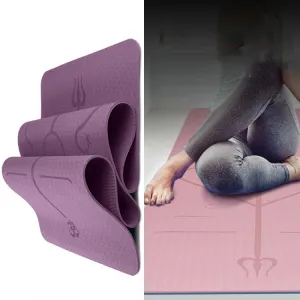 BSJ002 TPE Double Layer Two-Color Yoga Mat Fitness Mat with Body Line, Specification: 183 x 80 x 0.8cm(Deep Purple)