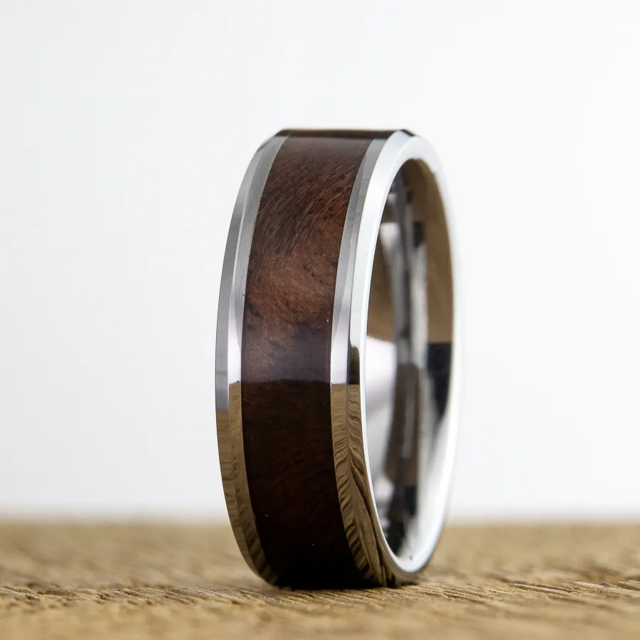 Figured Walnut tungsten ring