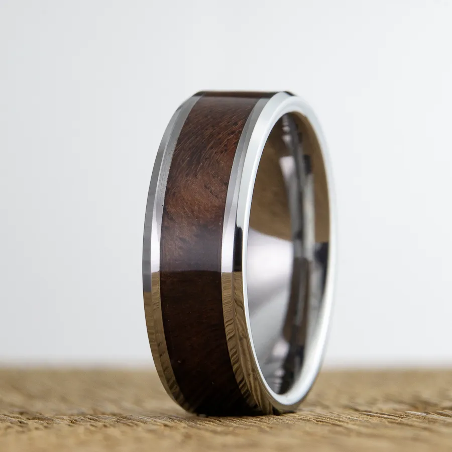 Figured Walnut tungsten ring
