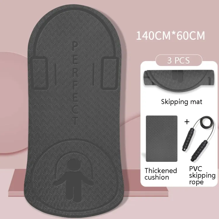 Indoor Skipping Mat Sound Insulation Shock Absorption Thickened Skipping Blanket Non-Slip Yoga Mat, Size: 140 x 60cm(Deep Gray Cushion Jump Rope)