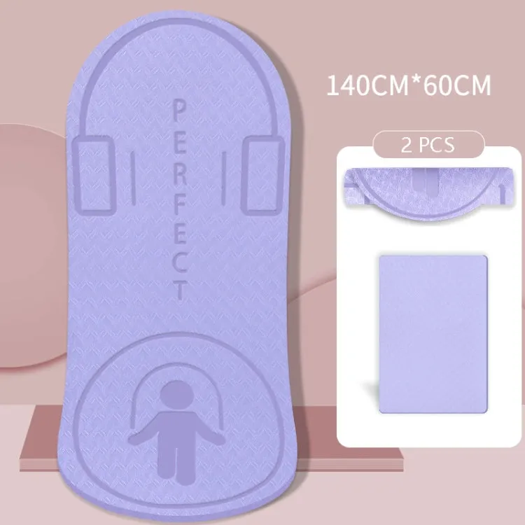 Indoor Skipping Mat Sound Insulation Shock Absorption Thickened Skipping Blanket Non-Slip Yoga Mat, Size: 140 x 60cm(Light Purple Cushion)