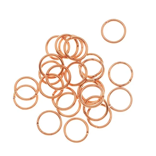 Jump Rings, Open 8mm Diameter 18 Gauge, Raw Copper (25 Pieces)