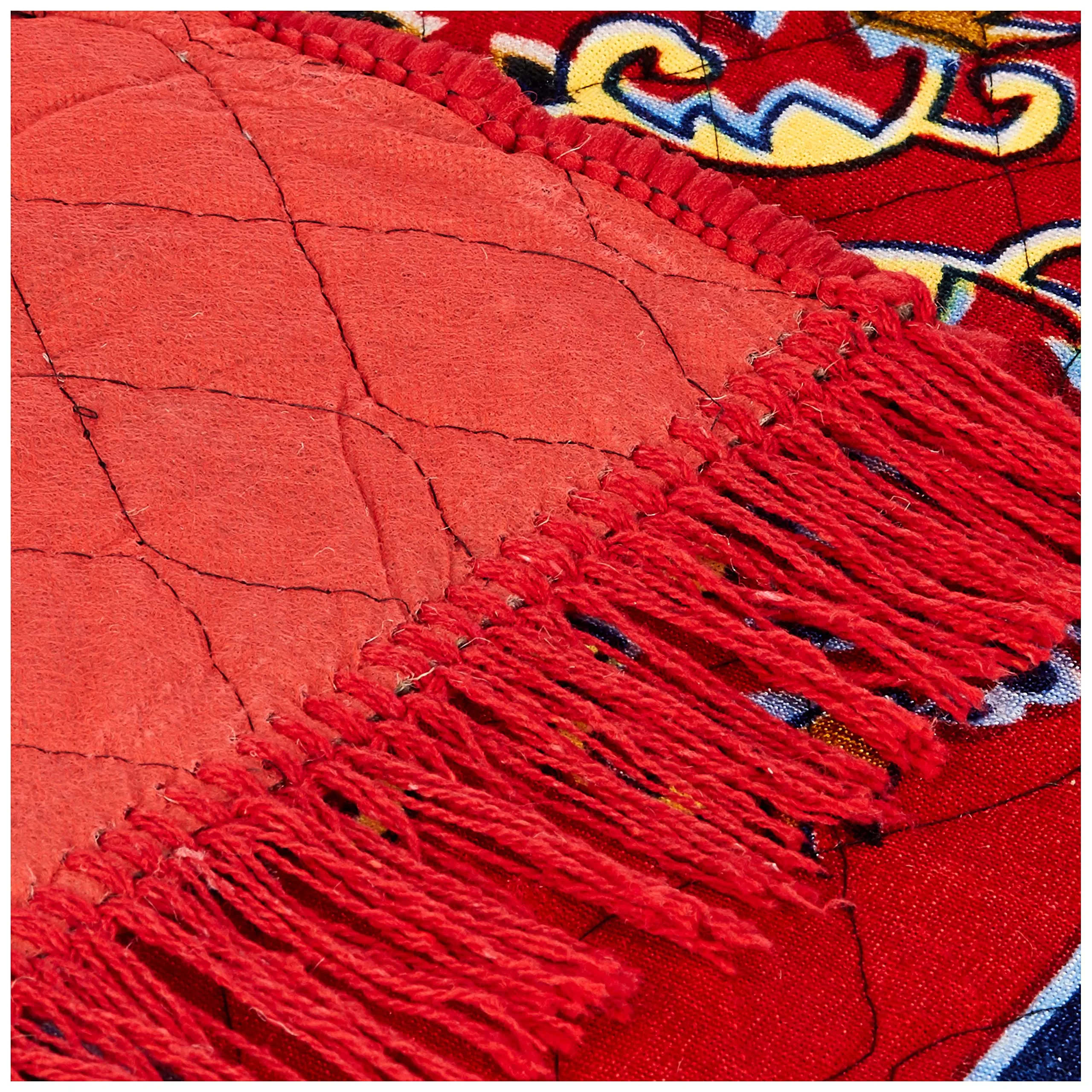 Kuber Industries Traditional Carpet/Pooja Mat|Square Shape & Soft Velvet Material|Maditation Prayer Mat|Size 60 x 60 CM,Pack of 1 (Red)