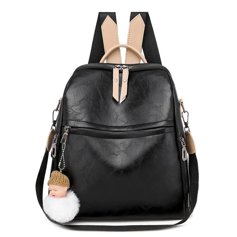 Large Capacity Leather Retro Backpack