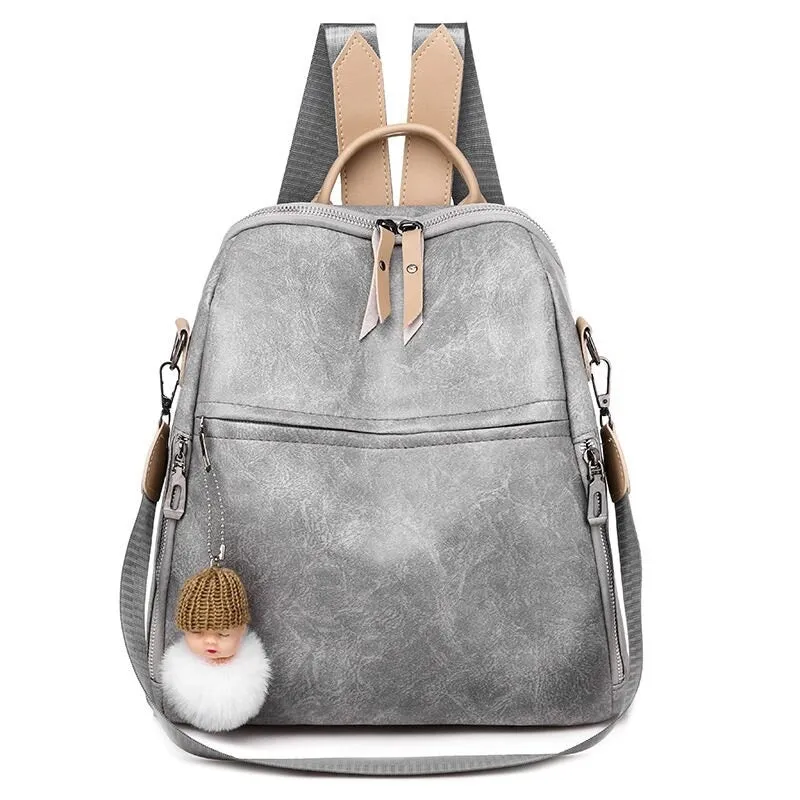 Large Capacity Leather Retro Backpack