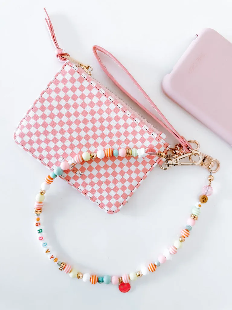 Pink Checkered Snap Wallet - Final Sale