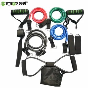 PTOTOP 11 Pcs/Set Portable Multifunctional Rally Pull Rope Muscle Training Resistance Bands Chest Expander Puller Exercise Tubes