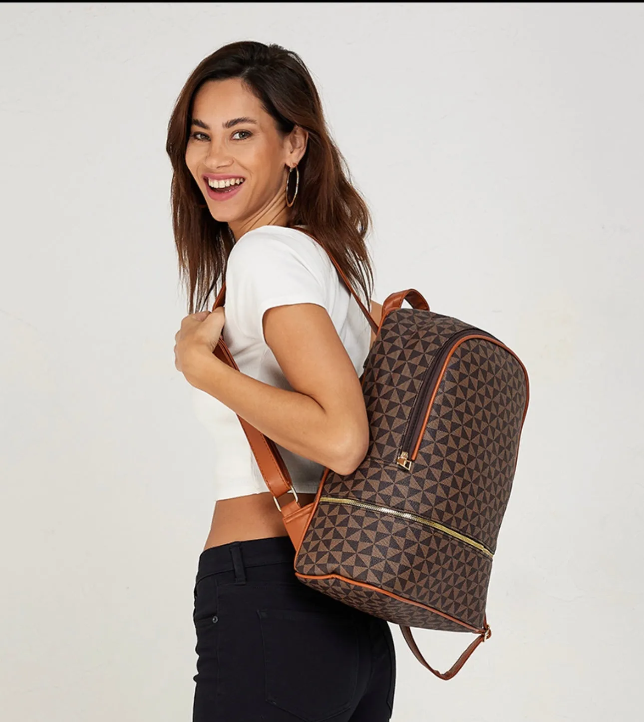 Tyra printed zippered backpack